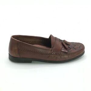 Hunter's Bay Shoes Mens Loafer Brown Leather Woven Tassel Slip‎ On 11